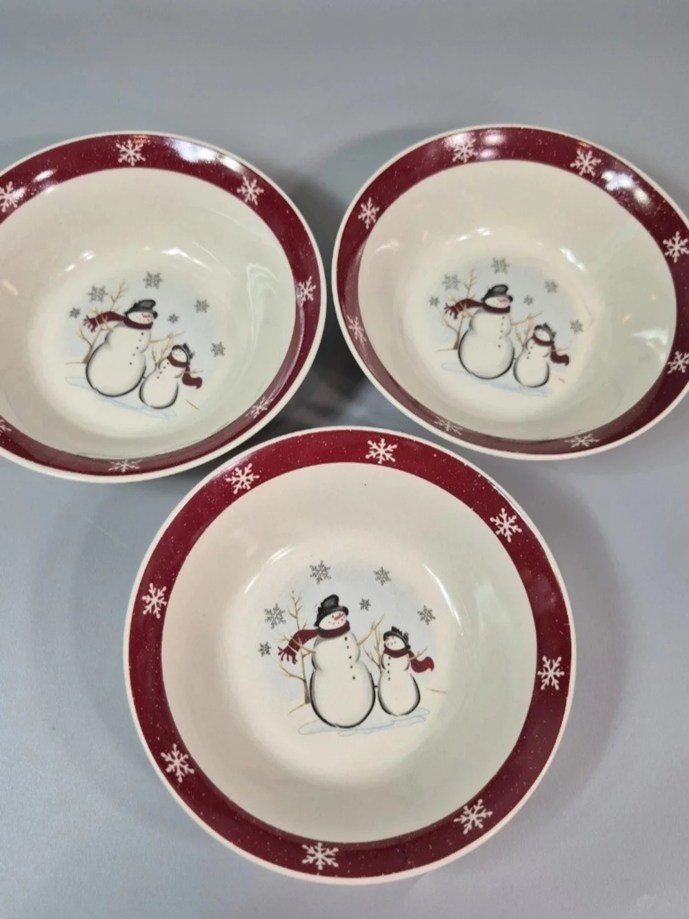 Royal Seasons Stoneware Snowman Christmas Bowls Set Of Three 6